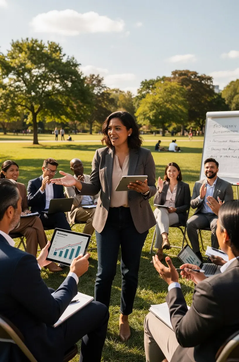 Integrating automation with existing business systems illustration